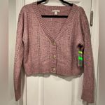 Derek Heart NWT Size M Oversized Cropped V Neck Pointelle Cardigan Lilac Purple Photo 1