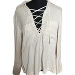 Free People Cream Under Your Spell Long Sleeve Lace-Up Blouse Size XS OB466261. Photo 1