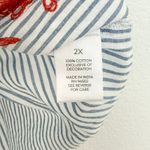 Westport  Womens Blouse‎ Sz 2X Blue White Stripe Embroidered Boho Peasant Coastal Photo 5