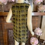 Forever 21 OLIVE GREEN & BLACK ELEPHANT PRINT HIGH LOW SHEER TUNIC (S) Photo 5