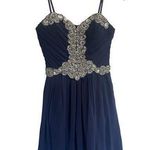 City Triangle Juniors Size 1 Blue Embellished Mini Prom Dress Night Out Photo 0