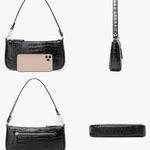 Black Faux Crocodile Leather Shoulder Bag Photo 5