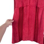 Coldwater Creek Vintage Women's 2X Cable Knit Suede Sweater Jacket Full Zip Red Photo 4
