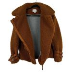 Anthropologie MARRAKECH Sz S Women's Brown Fuzzy Sherpa Moto Jacket Photo 5