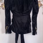 ZARA Womens Black Velvet Blazer Ruffle Neck Gold Buttons Size XS NWT Photo 6