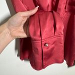 Talbots Top Women 10 Cranberry Red 100% Silk Faux Pearl Button Old Money Career Photo 3