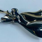 Angel Flying Brooch Lapel Pin Gold Silver Tone Trumpet Play Religious Christian Photo 1