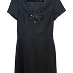 Brooks Brothers  Red Fleece Sequined Bow Short Sleeve Dress Wool Black Size 8 Photo 0