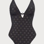 Berlook Black Floral Cutout One Piece Swimwear 48 Size XS Photo 3