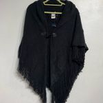 Charter Club  Black Raschel Knit Toggle Poncho Wrap Sz OS NWT Photo 1