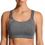 SYROKAN Womens Sports Bra Size 32C Gray Adjustable High Impact Support Padded Photo 0