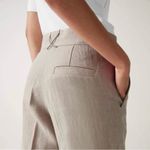 COS  Women’s Classic Straight-Leg Tailored Neutral Tan 100% Linen Pants Size 10 Photo 5