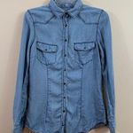 ZARA Denim Denim Chambray Button Down Shirt Photo 0