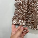 J. McLaughlin  Britt Blouse XS NWT $178 100% Linen Collar Button Gauzy Geo Brown Photo 1