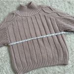 Mauve Cable Knit Puffy Sleeve Sweater (XS) Pink Photo 5