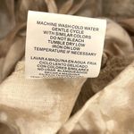 Plunging V neck elastic waist crop mid shirt with poof sleeve open tie back Tan Photo 9