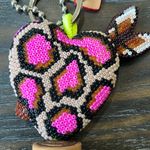 Consuela  Pink and Brown Leopard print Heart Tassel Keychain Photo 4