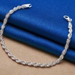 Elegant 925 Sterling Silver Rope Chain Necklace & Bracelet Set.New w/ gift box Photo 5