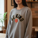 Simply Southern Be Kind Smiley Sweatshirt Gray Large Photo 0