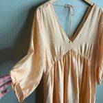 H&M Peach Crinkle Mini Dress – Deep V Neck Empire Waist Lightweight L Photo 2