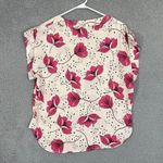 CAbi ‎ Blouse Women XS Cream Fuchsia Floral Scoop Neck Boxy Business Casual Top Photo 4