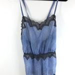 Savage X Fenty Romper Lingerie Sheer Lace Trim Blue Black Open Back Size L Photo 0