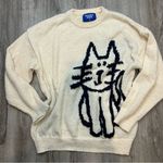 Aelfric Eden  Cozy Oversized Graphic Cat Print Sweater Neutral Cream Longline Photo 4
