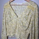 ASTR  The Label Yellow Blue Floral XL Peplum Blouse Photo 2