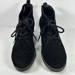 White Mountain Lambert Wedge Ankle Bootie Black Suede Lace Up 8 1/2 Photo 2