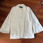 ZARA  Basic Floral Embroidered Sleeve White Blazer Coat Photo 0