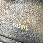 Fossil Peyton Large Double Flap Crossbody Black Leather and Suede Bag Purse Key Photo 6