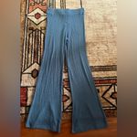 Elan  Sapphire Blue Comfy Front Slit Flare Wide Leg Ribbed Pants Size M NWT Photo 11