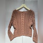 Moon and Madison sweater collection NWT large crochet long sleeve crewneck style Brown Photo 5