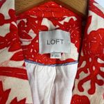 Ann Taylor Loft 100% Linen Orange Floral Single Breasted 2 Button Blazer Size 0 Photo 6