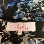 Parker  Black Blue Floral Sleeveless Tie Neck Tiered Ruffle Mini Dress Size S Photo 3