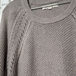 Loft Taupe Textured Crew Neck Sweater Photo 3