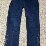 Michael Kors  Women's Size 4 Blue Izzy Skinny Lace-Up Jeans Dark Wash Photo 0