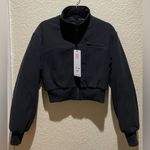 Alo Yoga NWT Polar Fleece Cropped Wintry Mix Full Zip Jacket Black Size S Photo 5