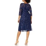 Alex Evenings  Women's Tea Length Embroidered Dress with Illusion‎ Sleeves 22W Photo 1