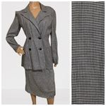 Vintage Black White Gingham Classy 2pc Skirt Blazer Set Size 9 Photo 1