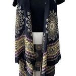 Gena Accessories G Navy Paisley Long Scarf Waterfall Vest Kimono Chic One Size Blue Size undefined Photo 0