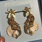 Betsey Johnson Gold and Cream Mermaid Earrings Photo 1