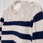 Evereve Nora Pullover Sweater Navy White Cream Stripe Small Cotton Cable Knit Photo 4