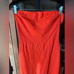 SNDYS serena linen midi dress slit tangerine strapless maxi bodycon wedding Orange Photo 5