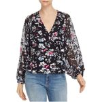 Parker Britta Long Sleeve Wrap Front Tie Blouse in Black Large New Womens Floral Photo 12