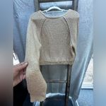 Free People  Tan Cropped Sweater Size Small Photo 6
