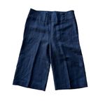 August Silk  Linen Blend Wide Leg Cropped Pants‎ Black Size 14 Side Zip Photo 1