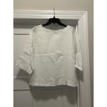 Lino 100% Italian Linen Top Size Large White Boxy Fit 3/4 Sleeve Blouse Shirt Photo 4