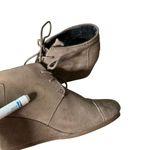 Toms Ankle Booties Suede Leather Lace Up Wedges Women's Shoes Size 8 Photo 11