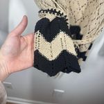 Loft Cardigan Women XL Beige Black Lace Crochet Tie Waist Topper Sweater Boho Tan Photo 3
